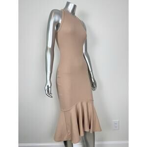 Nude Bodycon Midi Dress Women’s XS Rib Knit Stretch 7 For All Mankind Fishtail